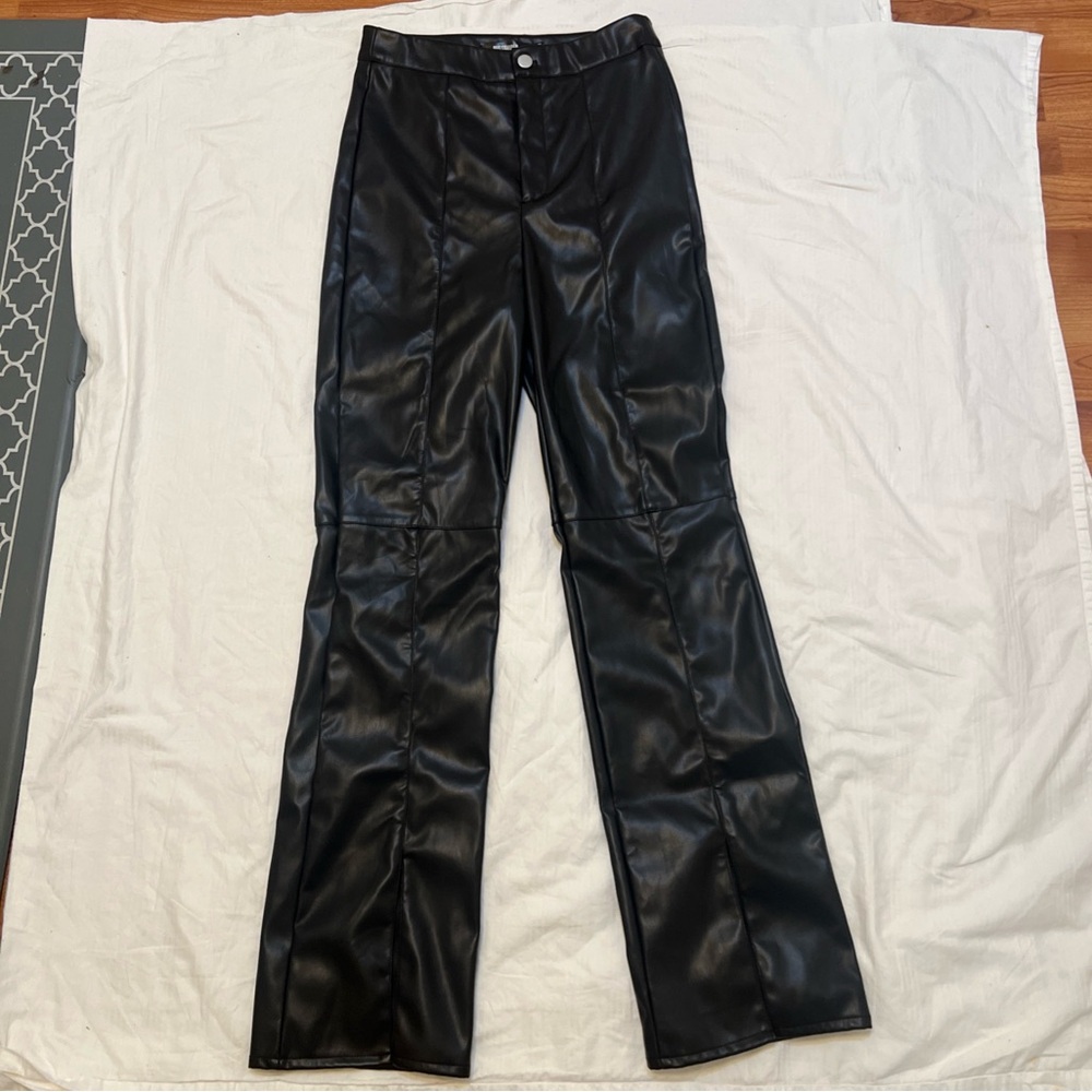 Missguided Black Leather Look Trousers
